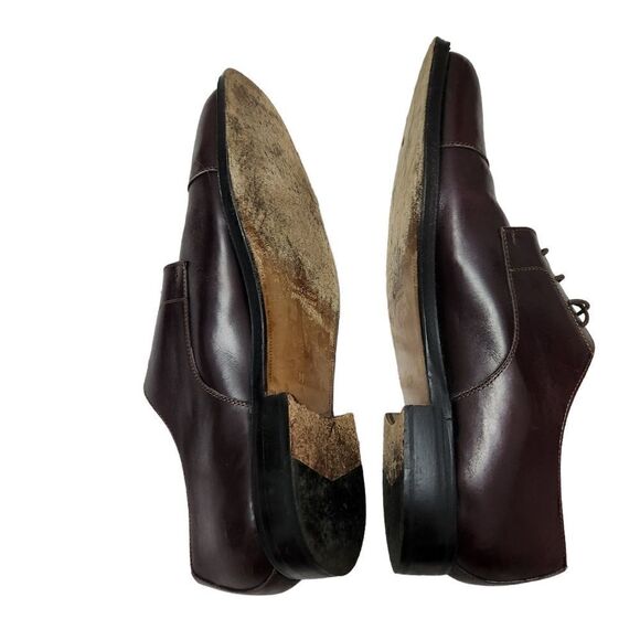 Ciro Schiano Men's Dress Shoes Size 10 Leather Cap Toe Oxfords Red Brown Leather - Picture 2 of 11